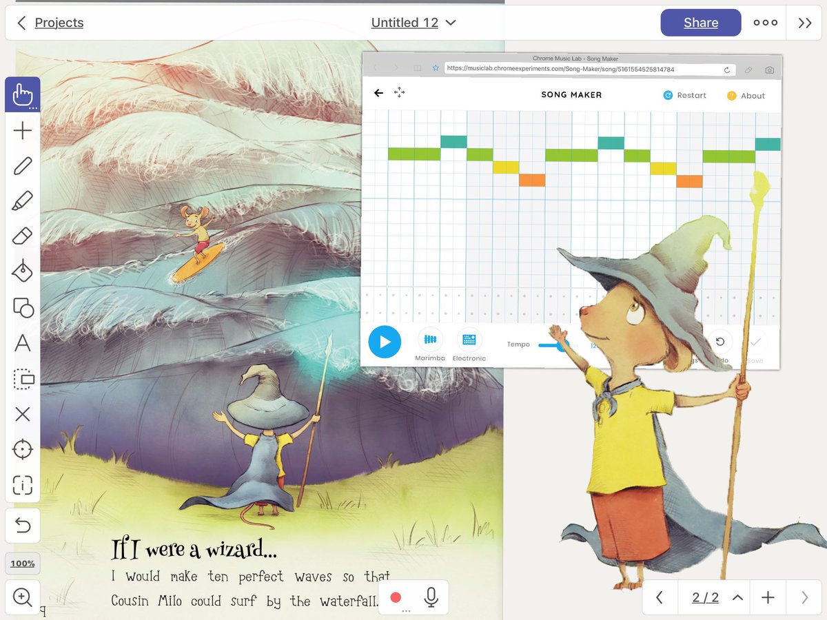 Exploring repeats and loops through picture books and music. What might repeating waves sound like? Hear and see the loops!  Using #ifiwereawizard + #musiclab + <a href="/explainevrythng/">Explain Everything</a> 
#CSforAll #coding #everyonecancode more at wizardcodingbook.com