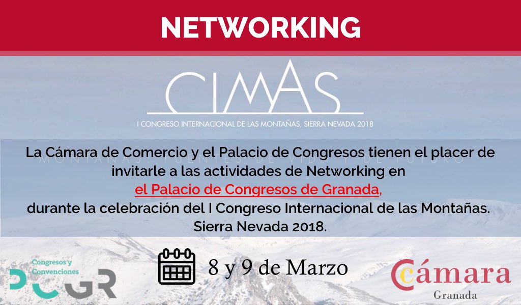 gijonempresas's tweet photo. #NetworkingCIMAS2018
🗓️ 8-9.03.2018
@CCGranada @CGE_Granada @ACPGranada @TValleLecrin #EmpresariosGranada #GEGISA@GijonEmpresas @jagijon  #Animamos todos a participar en el networking del  I Congreso Internacional de las Montañas, Sierra Nevada 2018 ➡️ https://t.co/jKt7POsqZu https://t.co/6yJ5o4Uz9u