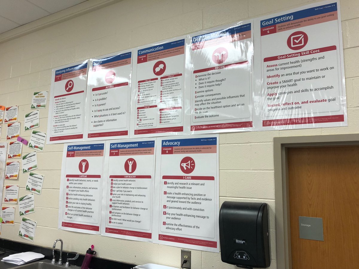 priorteach's tweet photo. So this happened today! I’ve been waiting for my skill cues posters to hang in my classroom so I can reference them throughout my classes. Makes things feel official! @sarahbenes12 @HollyAlperin #helathed https://t.co/wtZrik2qoI