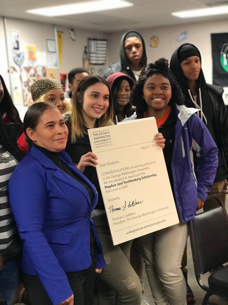 It’s a special day: Today we surprised some amazing D.C. high school students with full-ride scholarships to #GWU.

Watch them find out on our Snap story: gwuniversity