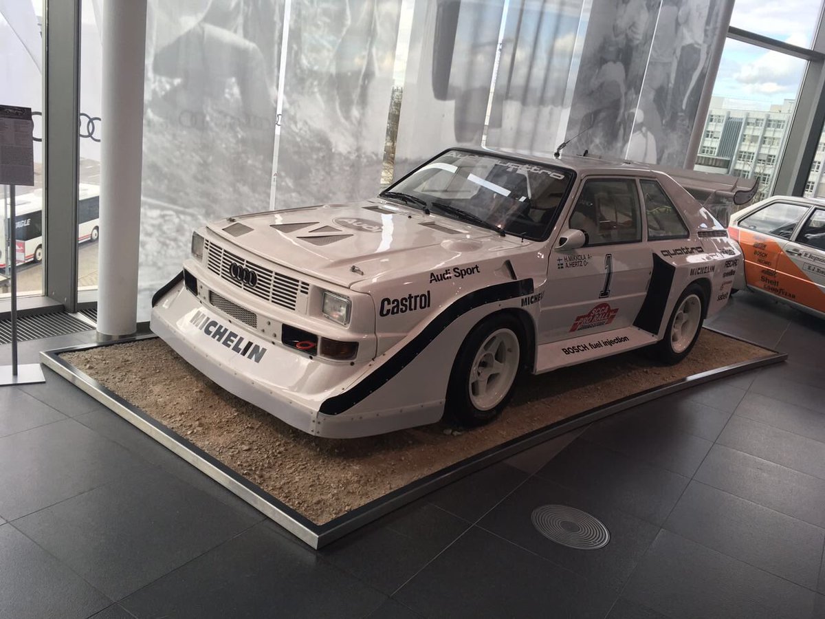 Audis first S1 and my winning Olympia rally car in Audis museum in Ingolstadt