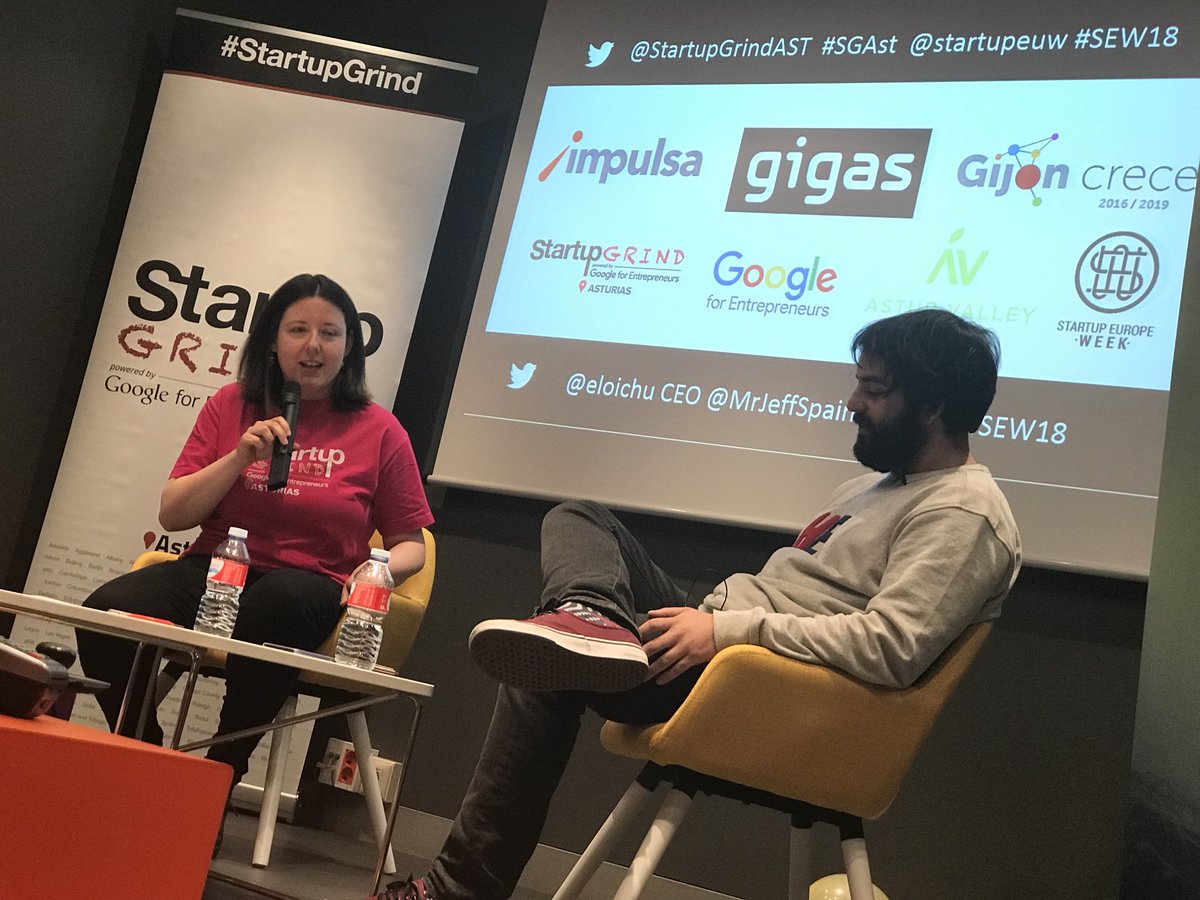 StartupGrindAST's tweet photo. Comienza la entrevista de @encinar a a @eloichu @MrJeffSpain #sgast https://t.co/ZAdeXzSTuq