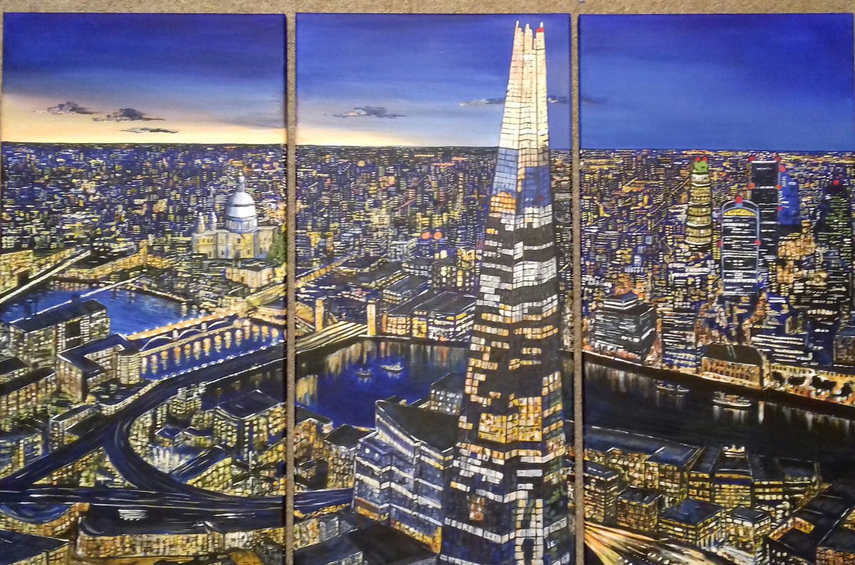 Triptych panoramic view of London for my son's new flat. #London #tripdytch #acrylic