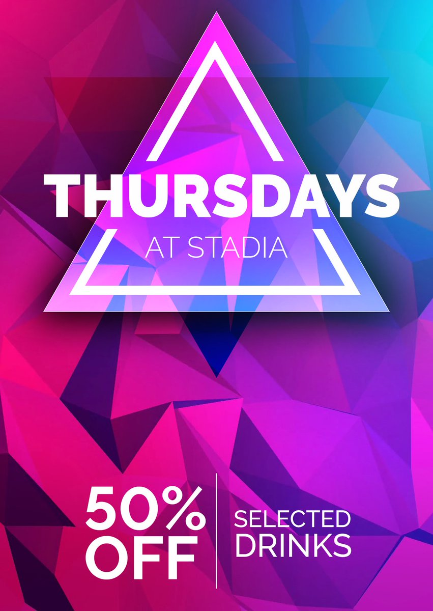 stadiaroom2's tweet photo. Thursday=  Student night and up to 50% off selected drinks! Yayyy! https://t.co/kZRWpYSJay