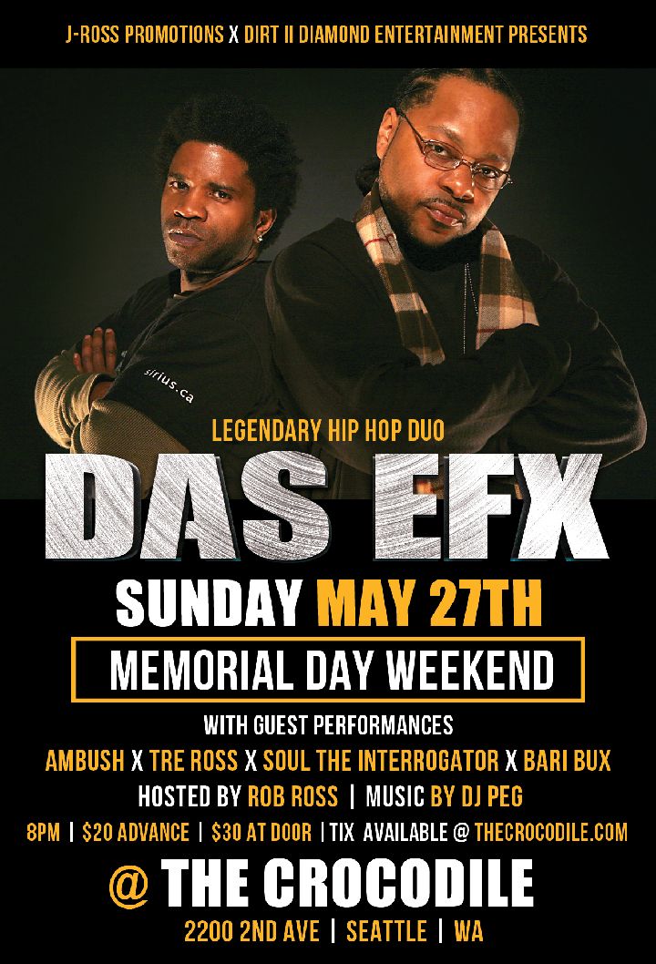 NickelsHawkeye's tweet photo. What are you doing Memorial Day Weekend? Save the date! (May 27th) You should come w/ your friends to The Crocodile (downtown Seattle) &amp; catch the DAS EFX show! I'll be spinning for @stinterrogator that night too! Come on! It'll be fun! https://t.co/YiZKYf8rHT