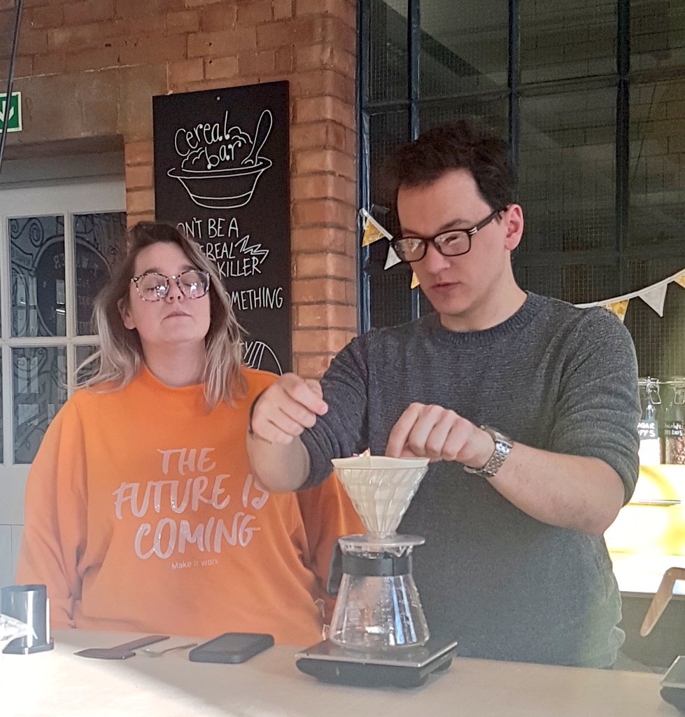 TheSpiceClub's tweet photo. A fab afternoon @TSDigbeth learning how to "brew like a barista at home" thanks to @RoryMcGhie! Learnt SO much. Much fun (and coffee 😨) was had @ImpactHubBrum. https://t.co/5PkziPQuGh