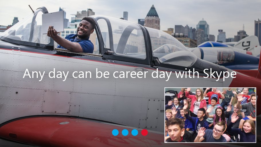 FlipgridEvents's tweet photo. #SkypeClassroom makes it simple to connect students with professionals, allowing them to explore various career paths and consider the skills necessary to achieve their career goals: https://t.co/27DNjDC8od https://t.co/MdHe14ckuA
