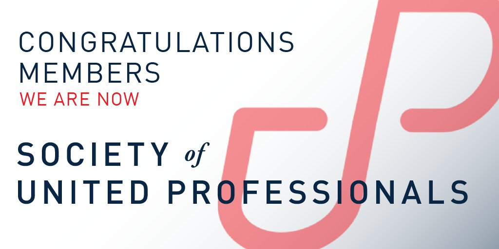 TheSocietySays's tweet photo. We are excited to introduce ourselves for the first time as the Society of United Professionals. 
We are doubly proud that the overwhelming 81% Yes vote came from the highest voter turnout in our union’s history.
For the full referendum results visit: https://t.co/K6FJsLJG8E https://t.co/uSkjfgUZKr