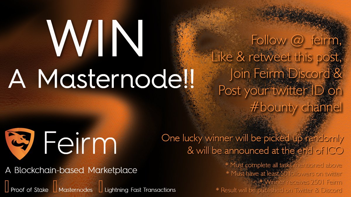 _feirm's tweet photo. IT'S GIVEAWAY TIME!!! 🎉You can win a $FRM Masternode! Enter by simply following all the steps below! Good luck! The winner will be chosen at random after the ICO!

https://t.co/lcLPpYmBlo

#ico #cryptocurrency #feirm #bitcoin #btc #crypto #masternode #pos #masternodes #giveaway https://t.co/aY2DfQxgQ6