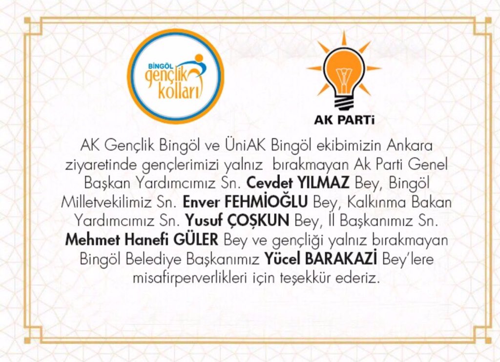 TEŞEKKÜRLER...

<a href="/_cevdetyilmaz/">Cevdet Yılmaz</a> <a href="/enverfehmioglu/">Enver FEHMİOĞLU</a> 
<a href="/_yusufcoskun/">Yusuf Coşkun</a> <a href="/MHanefiGuler/">Mehmet Hanefi Güler</a> 
<a href="/yucelbarakaz/">Dr. Yücel BARAKAZİ</a> <a href="/mecertas/">Melih Ecertaş</a>