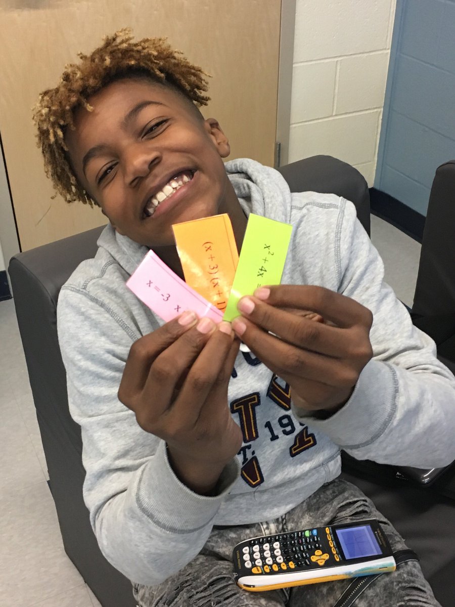 Cola226's tweet photo. Algebra students are now ASKING to get tweeted about their accomplishments in math = WANTING and ENJOYING the work in class!!!  #success 😀. A little sample of our “sort it out” quadratic factoring activity with smiles!! @Eastridge_EICSD #iteachmath https://t.co/FnyQKdMNFy