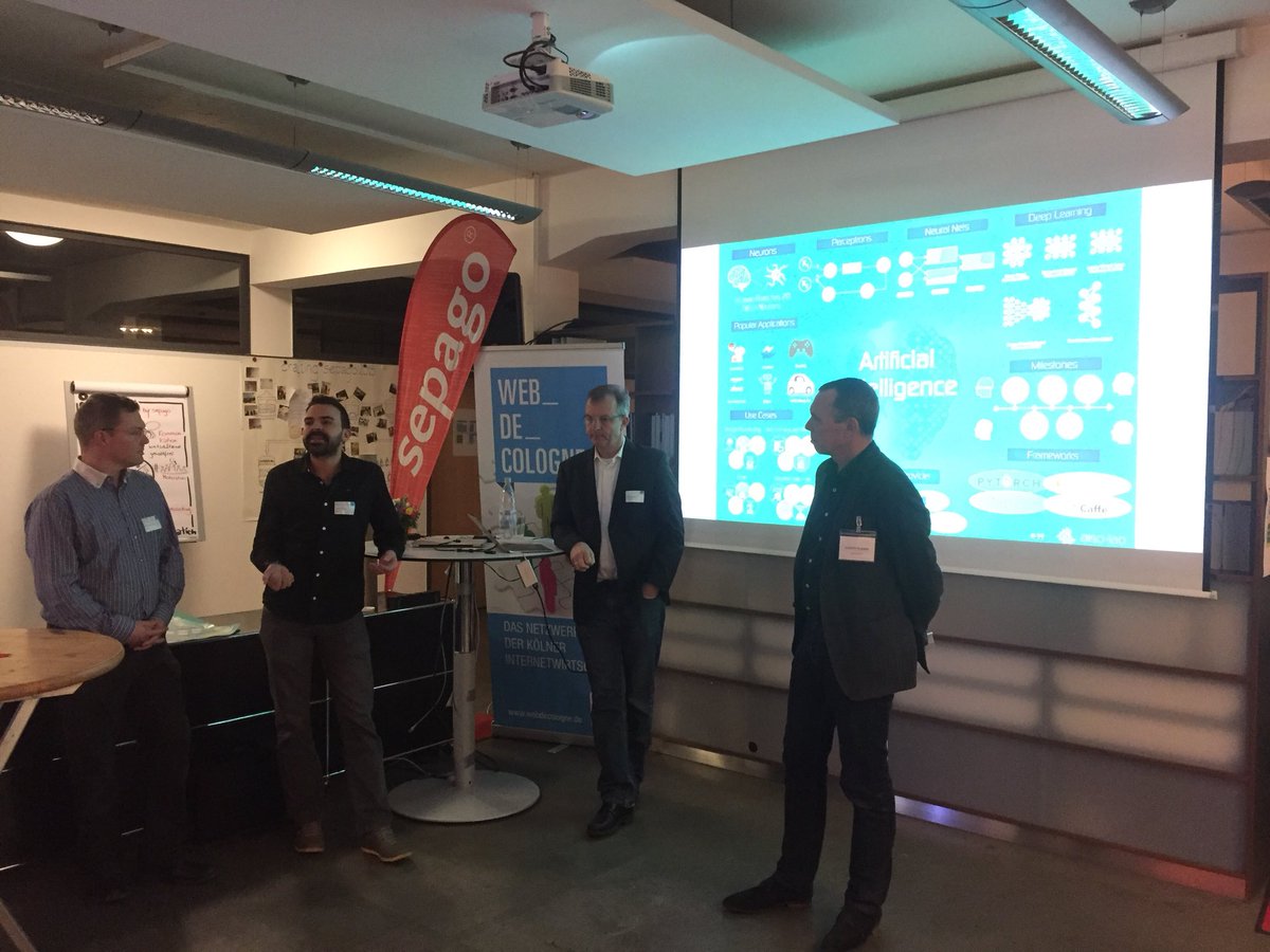 goedle_io's tweet photo. Our #CEO @fabianhadiji is talking @webdecologne about #AI between #hype and #reality together with mit @SaschaJuch @jobi thanks to #webdecologne and #sepago, #paneldiscussion, #MachineLearning and #AI in #Cologne https://t.co/UhViJPYHaU