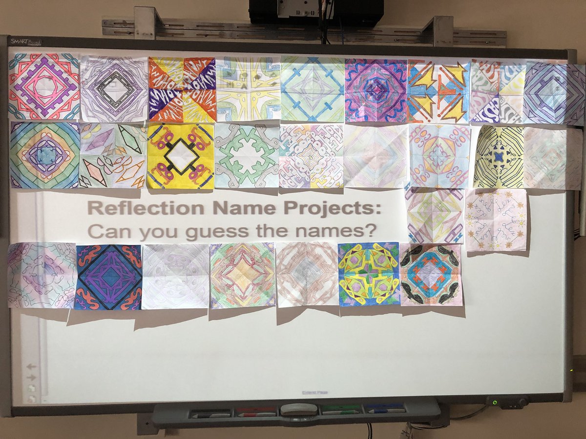 IordankaGarison's tweet photo. Math in Art 🎨 my students reflected their names to make a design https://t.co/ZNwQUmPtjp