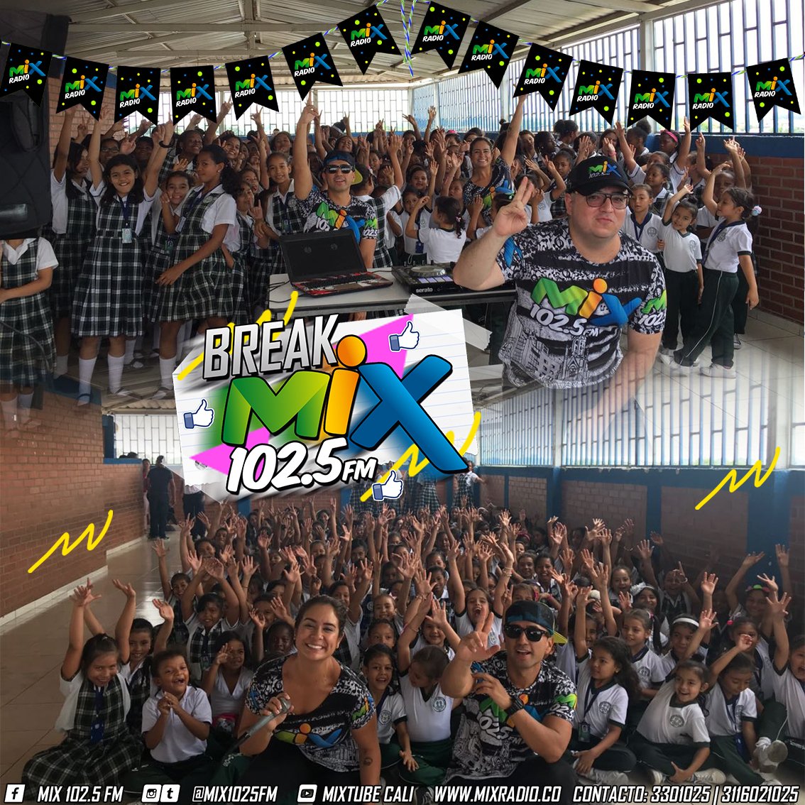 mix1015fmcali's tweet photo. seguimos COMANDANDO con el #BreakMix en todos los colegios de Cali. https://t.co/4JpUbyD1XK