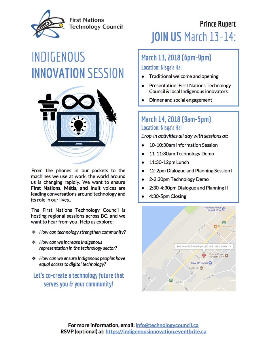 FN_TechCouncil's tweet image. Will we see you in Fort St John, Prince Rupert, or Prince George? Let us know! #IndigenousTech