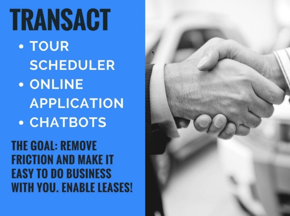 Yardi's tweet photo. How are you making the #apartment search easier for your prospects? Ideas from @KrisFickert of @30lines on today's #aptweb: 
1. Online applications (available with #rentcafe!)
2. Tour scheduling on your website
3. Chatbots &amp; SMS texting https://t.co/hSo6RzmFRA