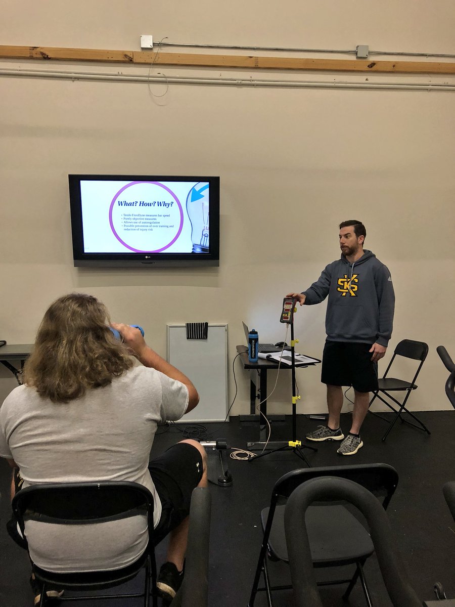 KSUOwlsStrength's tweet image. Staff Development 🦉

Jeremy presented to the staff and interns today on Velocity Based Training using the Tendo Units. 

“The number provided is objective. The coach still needs to coach.”- @TheJeremyGough 

#GoKSUOwls #PowerDevelopment #VBT #AlwaysImproving