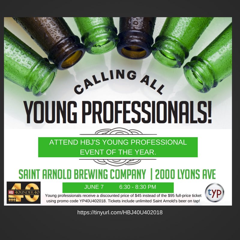 Save the date! We are excited to partner with <a href="/HOUBizJournal/">Houston Business Journal</a> on their young professionals event!