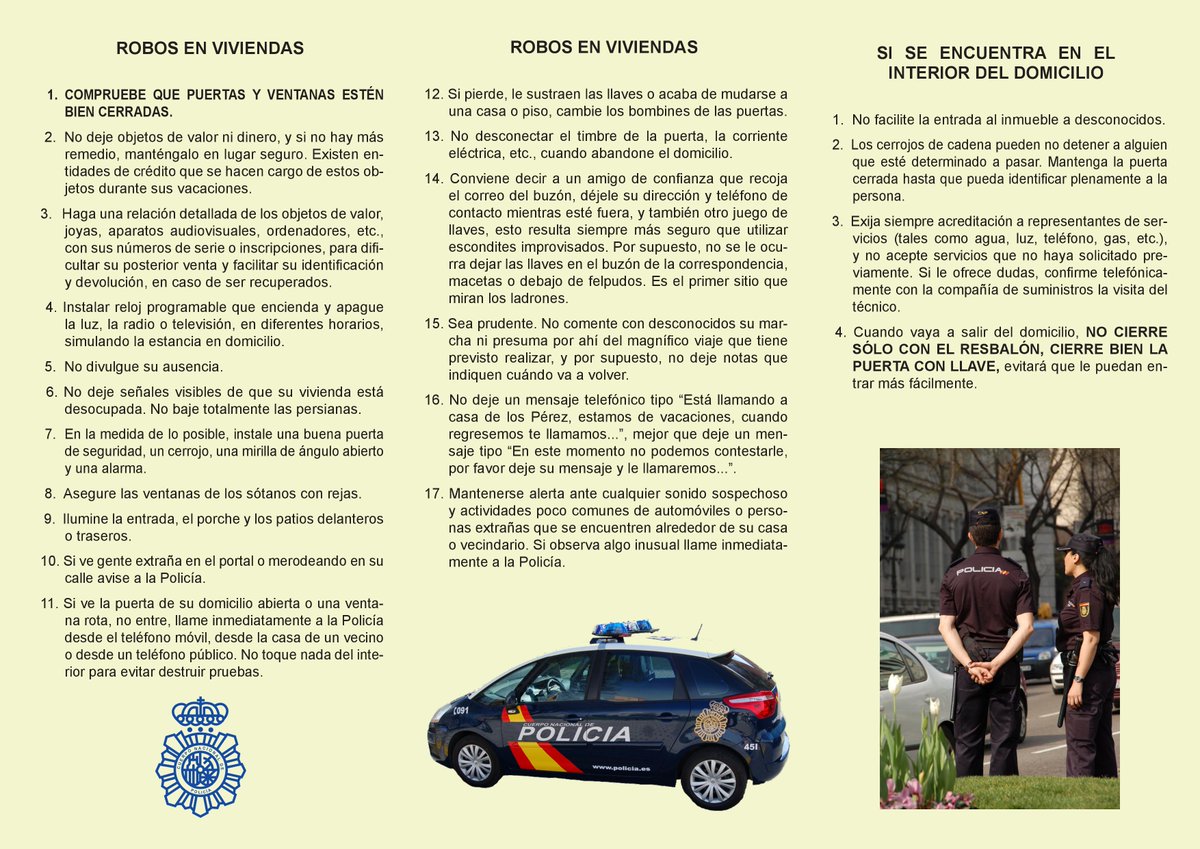 ConsejoAndAAFF's tweet image. ¿Qué hacer para prevenir la comisión de #robos en #viviendas y trasteros? Conozca la campaña de #prevencion de robos y contacte con las Delegaciones Provinciales de Participación Ciudadana de la @policia 👇