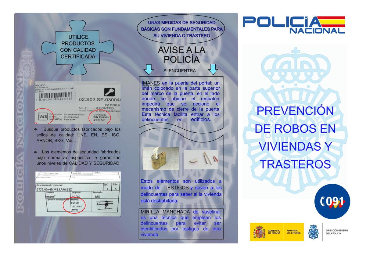 ConsejoAndAAFF's tweet image. ¿Qué hacer para prevenir la comisión de #robos en #viviendas y trasteros? Conozca la campaña de #prevencion de robos y contacte con las Delegaciones Provinciales de Participación Ciudadana de la @policia 👇