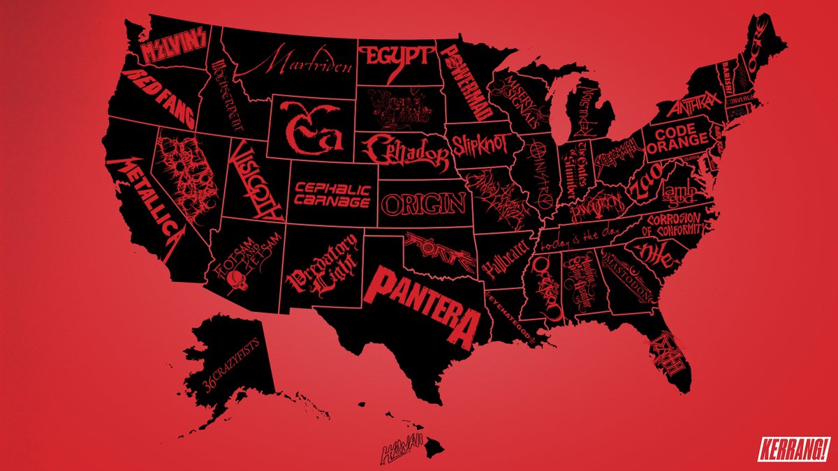 EthanFixell's tweet photo. For @KerrangMagazine, I crowned the best heavy metal band from every U.S. state: https://t.co/blZA2gnnTz I am now ready for your praise / hatred / gratitude / ridicule/ incredulity. https://t.co/I5GZrf4dXf