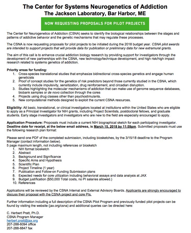 The Jackson Laboratory On Twitter Call For Pilot Projects