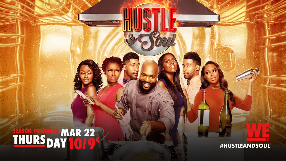 WEtv's tweet photo. With this many flames, you're gonna get burned. 🔥🔥🔥 The new season of #HustleAndSoul premieres March 22 at 10/9c! https://t.co/9m9tPKSy2M