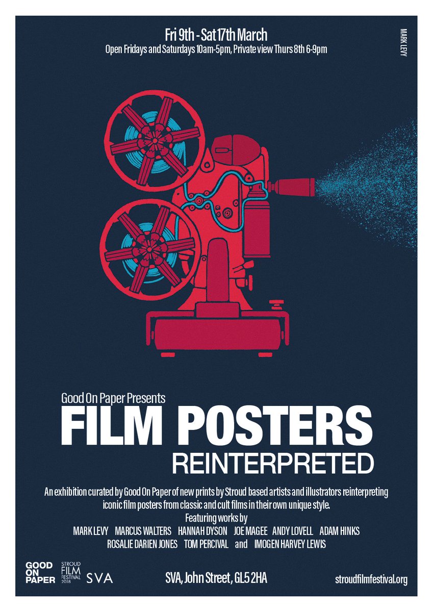 Tomorrow night! Opening of our exhibition <a href="/SVA__/">SVA</a> as part of <a href="/FilmStroud/">Stroud Film Festival</a> 6-10(ish)pm ft. <a href="/MarkLevyArt/">Mark Levy</a> <a href="/Mr_Joe_Magee/">Joe Magee</a> <a href="/ImogenHLewis/">Imogen Harvey-Lewis</a> <a href="/Adam_Hinks/">Adam Hinks</a> @mrmarcuswalters <a href="/getlovell/">Andy Lovell</a> <a href="/TomPercivalsays/">Tom Percival</a> Hannah Dyson &amp; Rosalie Darien Jones! #stroudfilmfestival