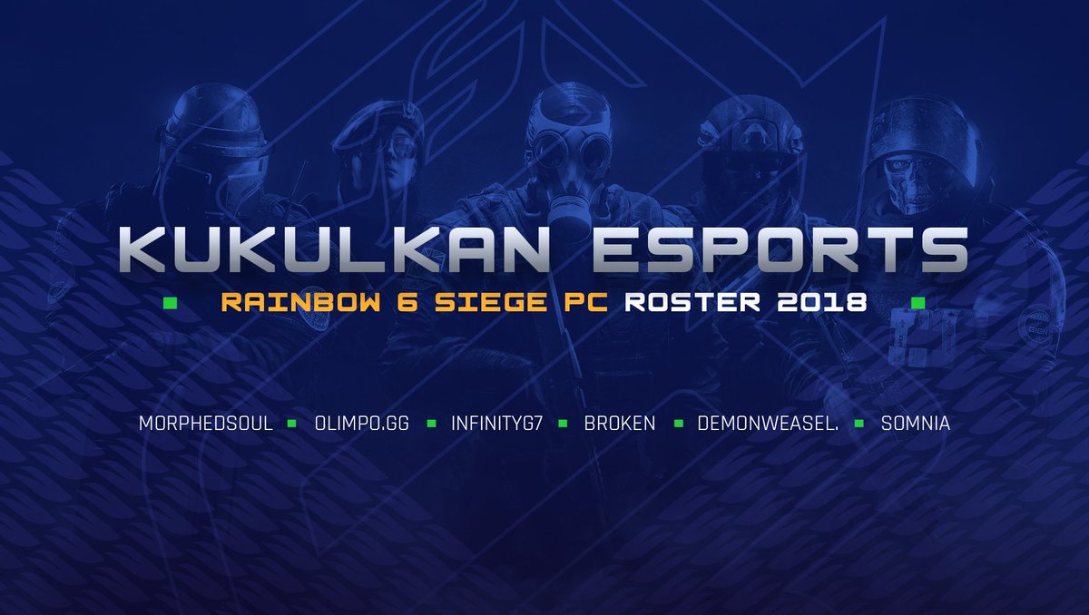 KukulkanEsports's tweet photo. Les presentamos de forma oficial a nuestra escuadra de Rainbo 6| Siege, esperamos los apoyen con mucha energía!

#GoKES #Rainbow6siege #Hastalavictoria https://t.co/mjZOZtsjt9