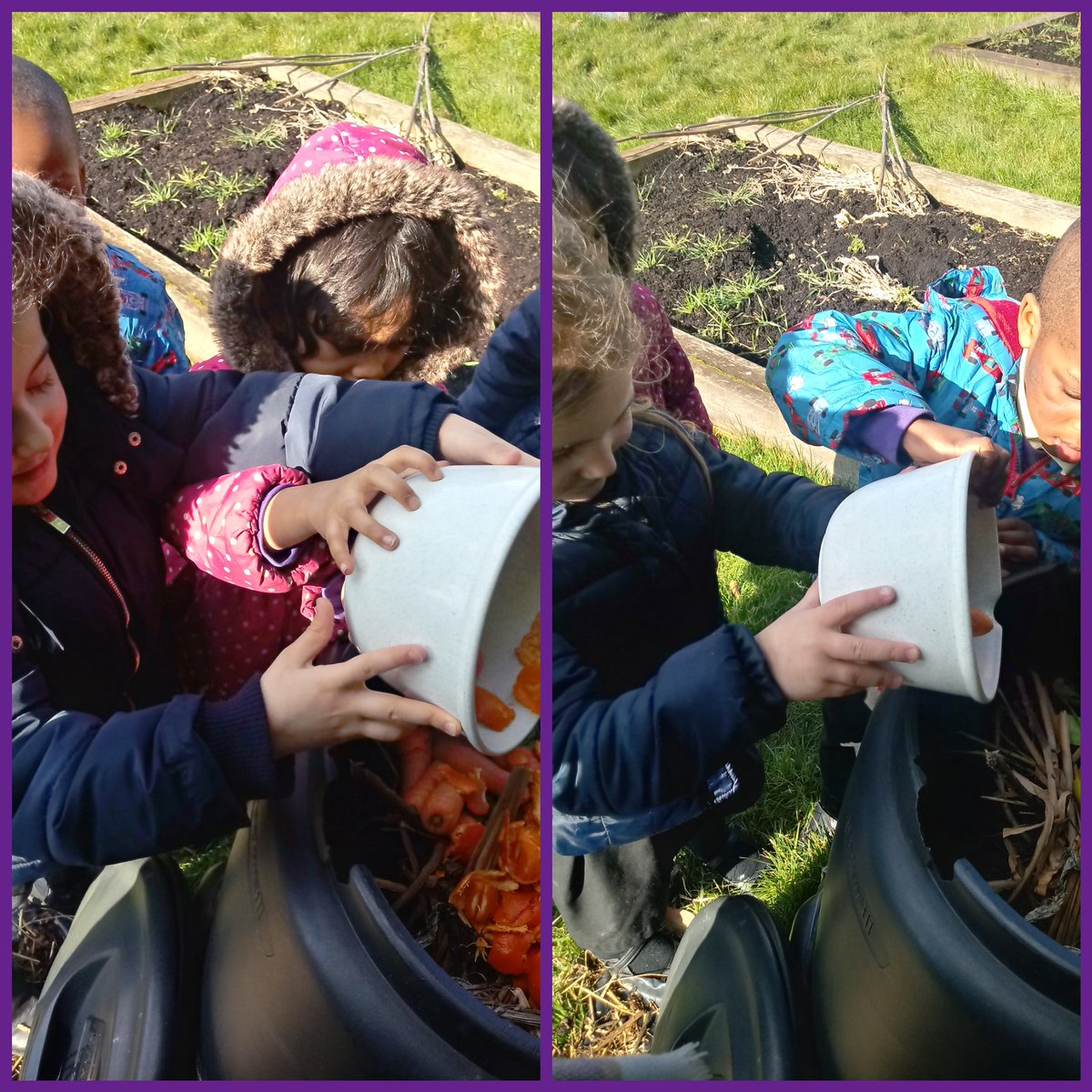 MissPlayerLHS's tweet photo. We took our orange peels and  carrots down to the compost bins in school today!

The children agreed it takes a very long time to make compost and are eager to check back tomorrow.

"One night is a very long time!"
#WasteWeek2018
@HeadLHS @MrGrayLHS @ECOLHS1 https://t.co/jSJyxZPwBO
