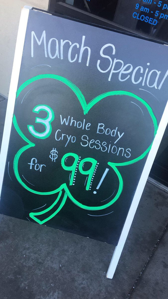 CryoKansas's tweet photo. March Special 🍀🍀🍀 https://t.co/7o8I7geqI2