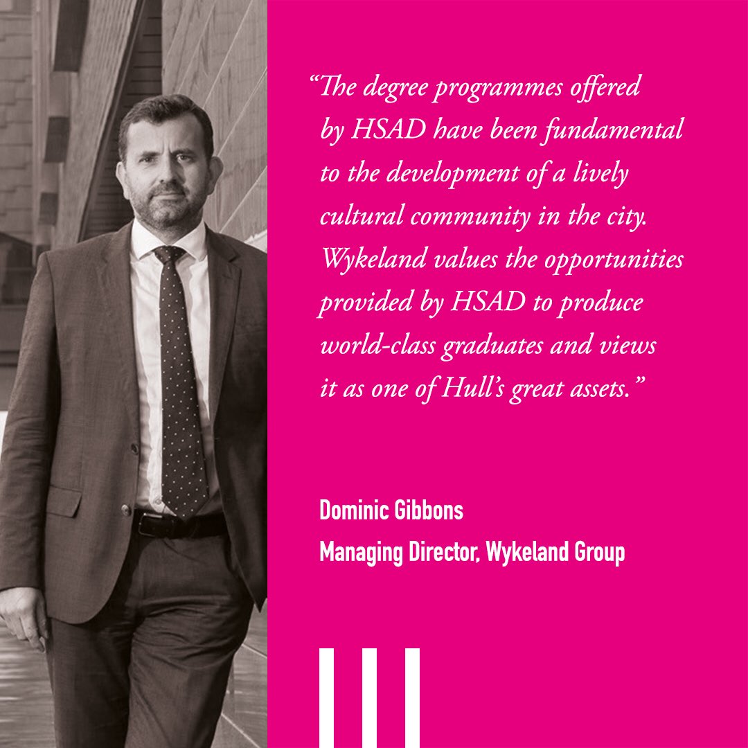 HSADHull's tweet photo. Have a read about what our friends at @Wykeland Group have to say about our degree programmes 🎓 
Read more >> https://t.co/Hgj2sF1rN6 #HSAD #Hull https://t.co/viJ6q6pExV