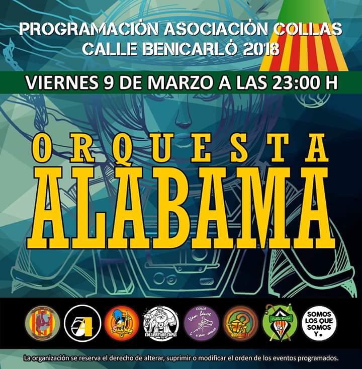 BenicarloCollas's tweet photo. Viernes 09/03 a las 23:00 Alabama Orquesta en la "Calle Benicarlo" #Magdalena2018 #fimIV  #MúsicaEnDirecto #FiestasDeCalle https://t.co/qpFRL8s46N