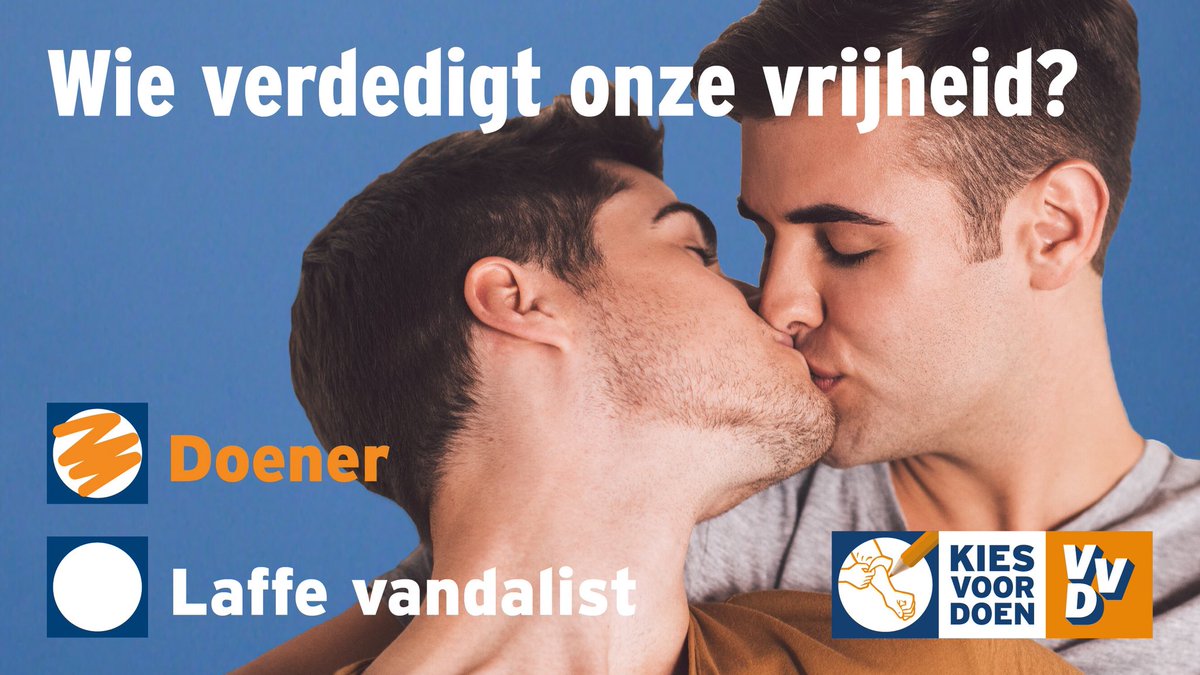 VVD reageert op de commotie omtrent Suitsupply met een eigen postercampagne: 'Liefde tussen mannen is normaal' at5.nl/artikelen/1793…