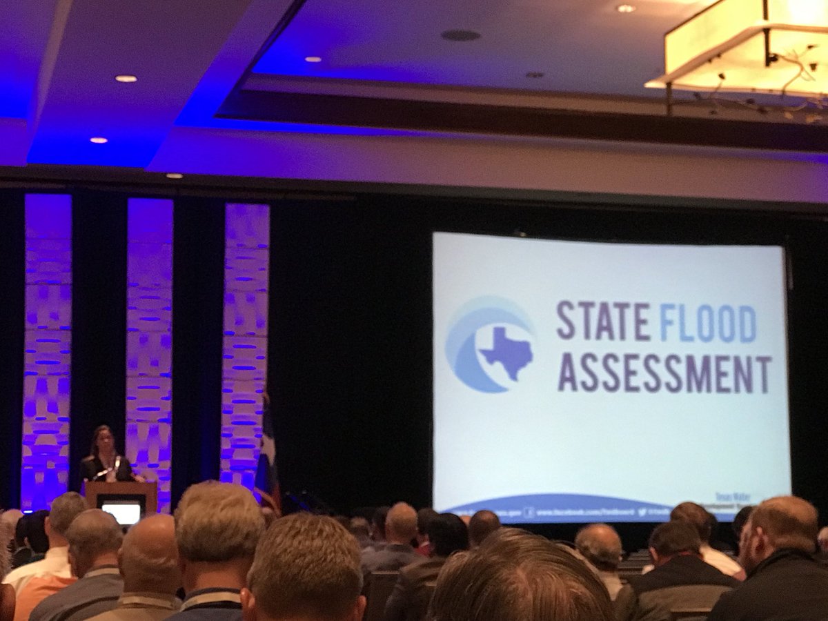 JessicaDBaker's tweet photo. Mindy Conyers @twdb presents on the   State Flood Assessment! We need your help @TexasCFM members! Please visit https://t.co/5YOUMCGmmt and participate in the quick survey. The goal is to get a response from every community in Texas! #TFMAattheBay https://t.co/QtvqWk07nw