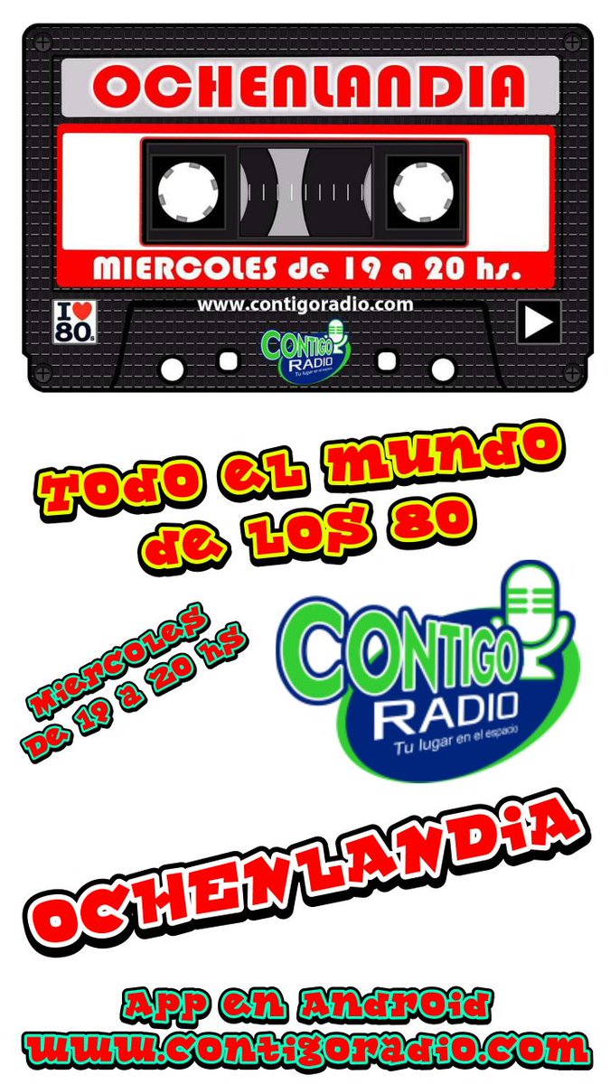ochenlandia's tweet photo. ya llega @ochenlandia, 19 Hs por @ContigoRadio . Toda la musica y recuerdos de peliculas, series y TV de la epoca https://t.co/YD2HCzA1o7