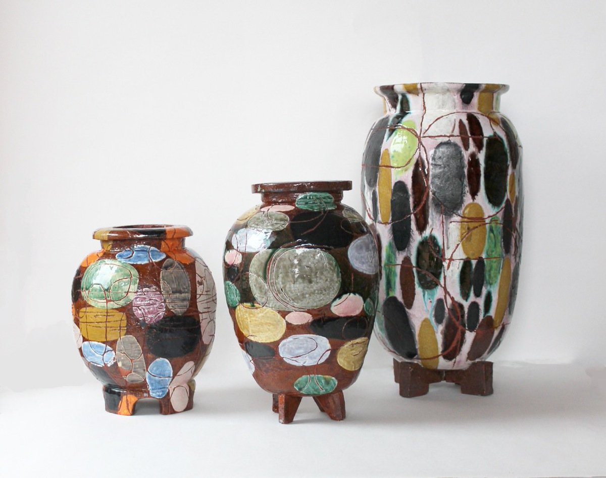 Saul_Projects's tweet image. Please join us at the Collective Design fair, booth B6 from March 9 - 11, VIP opening March 8. Pictured here: Christopher Russell, Vessels, glazed terra-cotta.
