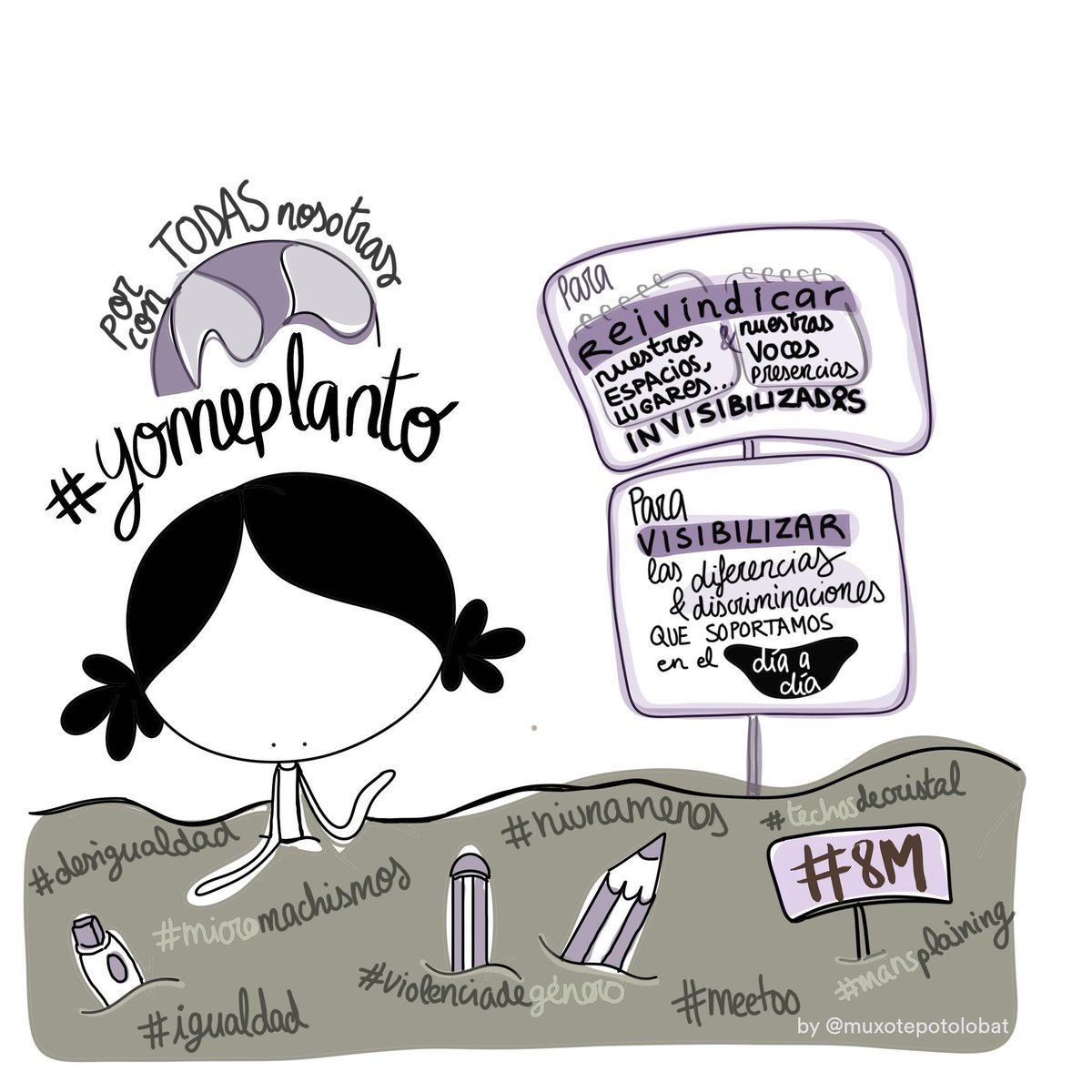 muxotepotolobat's tweet photo. Para reivindicar nuestros espacios, nuestros lugares. Nuestra voz. Nuestra presencia. Para visibilizar las diferencias y discriminación que sufrimos cada día.Por todas y cada una de las #mujeres de este planeta.Todas nosotras. Todas juntas.
#8M. #YoMePlanto.
#igualdad #todas https://t.co/rvWZVZrCX2