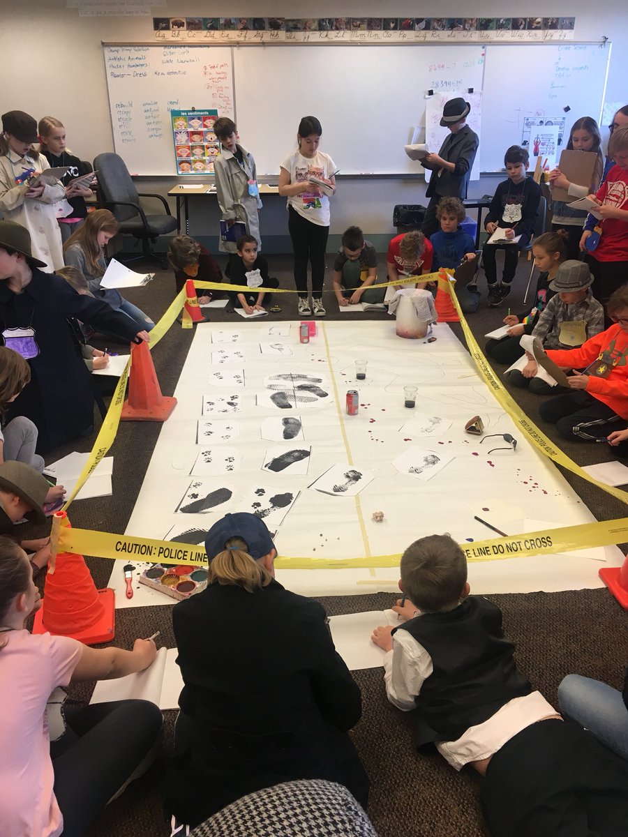 Chemistry, chromatography, finger and footprint analysis, questioning and curiosity abound in gr 3/4/5 Science today! The culmination of a forensics unit! #sciencerocks #Curiosity #inquiry @davidhirddavid