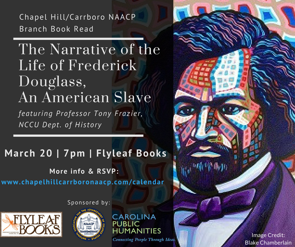 🚨📘🚨📘Book Nerd Alert🚨📘🚨📘
Join us and the <a href="/CHCNAACP/">Chapel Hill - Carrboro NAACP</a> at <a href="/FlyleafBooks/">Flyleaf Books</a> as we discuss "the Narrative of the Life of Frederick Douglass" with <a href="/NCCUHistory/">NCCU Dept Of History</a> Prof. Tony Frazier on March 20. This event is free and open to everyone.

RSVP here: chapelhillcarrboronaacp.com/calendar