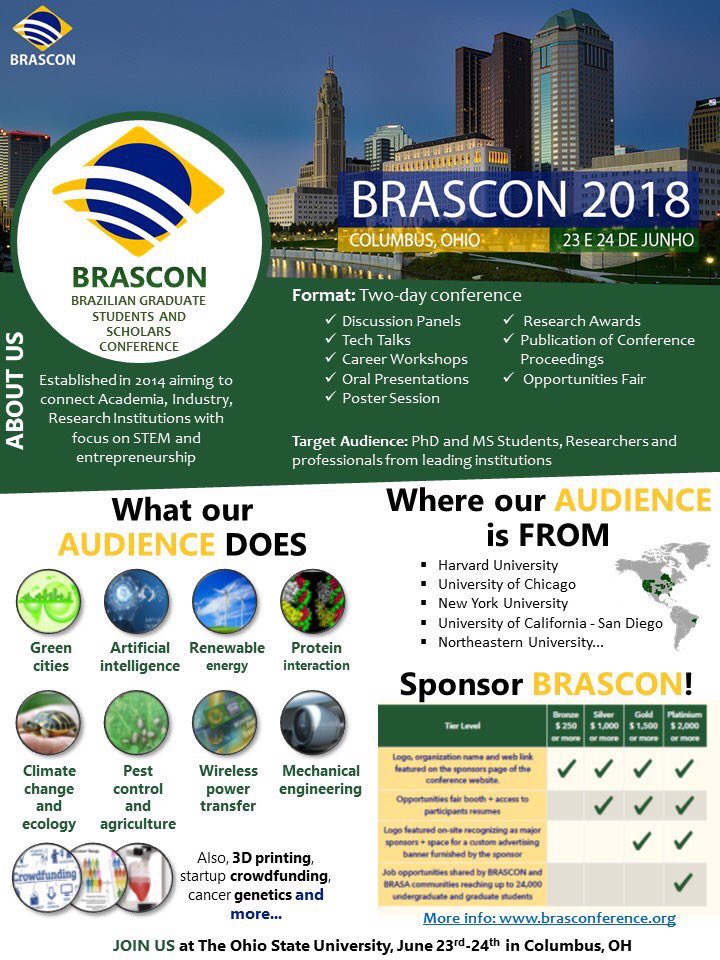 CARLEARA's tweet photo. @BfloMfgWorks @RIA_robotics @bakusabuffalo Feature your company at #BRASCON2018 The largest conference for Brazilian students and  scholars in the #USA https://t.co/4IyMErLVzr #conference #STEM #cientistas #Science #phdlife #Ohio @brasconference https://t.co/Je2xgHjF4K