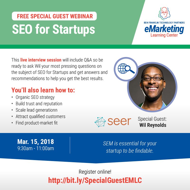 Kxm1753's tweet image. @wilreynolds SEM authority will be doing a live Q&amp;amp;A session on #SEOforStartups. Join the conversation and be ready to ask questions. bit.ly/SpecialGuestEM…
@BenFrankBrian @reCAPmasonjars @InnovaTel_Team @BlileyTech @FishUSA @RendrFX @BrettWiler @BillScholz3 @LizBenFrankCNP