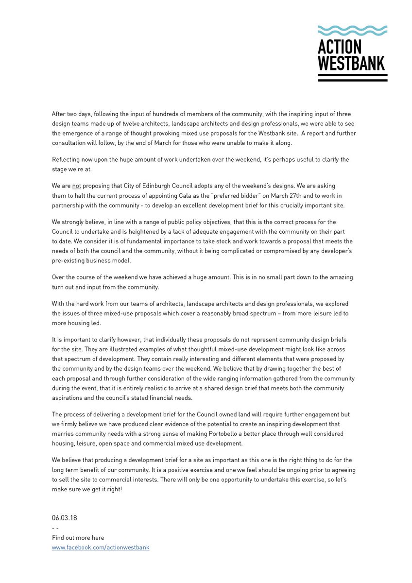 After the remarkable participation from the Portobello community at our design event here is a short statement with reflections on the weekend and our preferred next steps