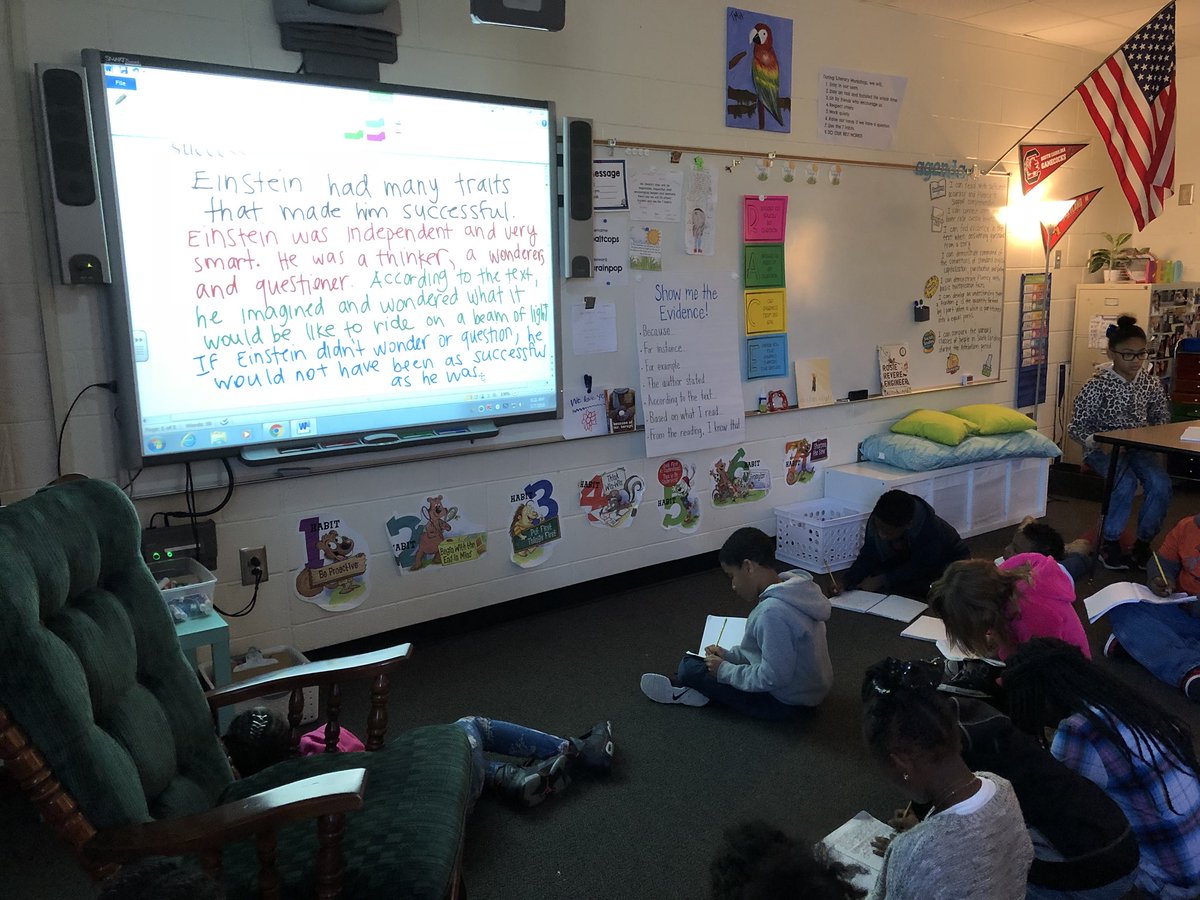 MsVenick's tweet photo. We are answering TDA questions (based on the story, On a Beam of Light) using the RACE strategy. @PontiacElem https://t.co/mi5tzVhvVO