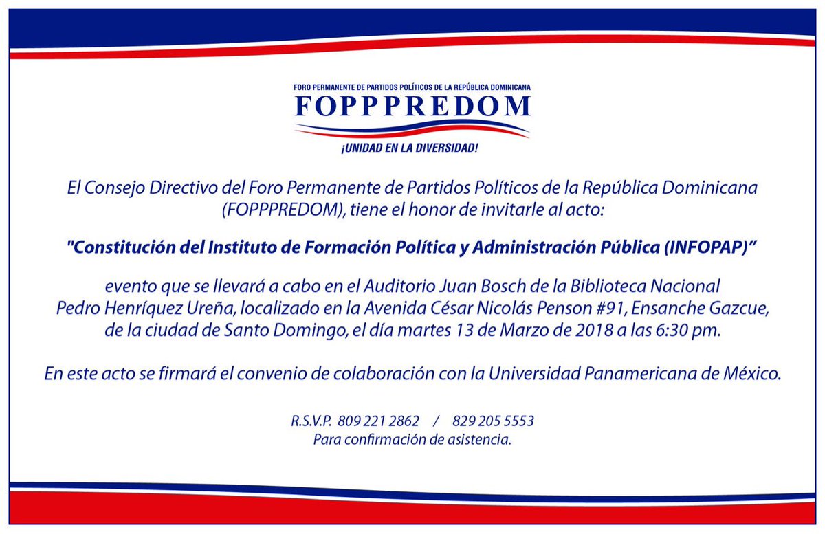 Fopppredom's tweet photo. El INFOPAP y la Universidad Panamericana de México firmarán un acuerdo de colaboración que servirá para fortalecer la educación en materia de política y administración pública en el país. Celebramos esto como parte de nuestro esfuerzo para fortalecer la democracia nacional 🇩🇴 https://t.co/E2D8NgJnZC