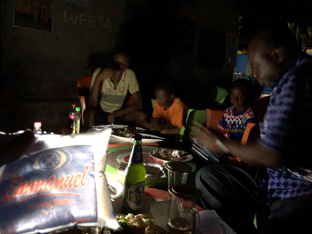 Prof_Leighton's tweet photo. Dinner &amp; my first packaged water.This is a key commodity but it is vital that it is high quality (eg not weakened by franchising from big name companies).Ghana’s oil revenue income is going overseas to 1st world oil companies, &amp; not staying to fund such things.Step up, 1st world https://t.co/65r5G10kfL