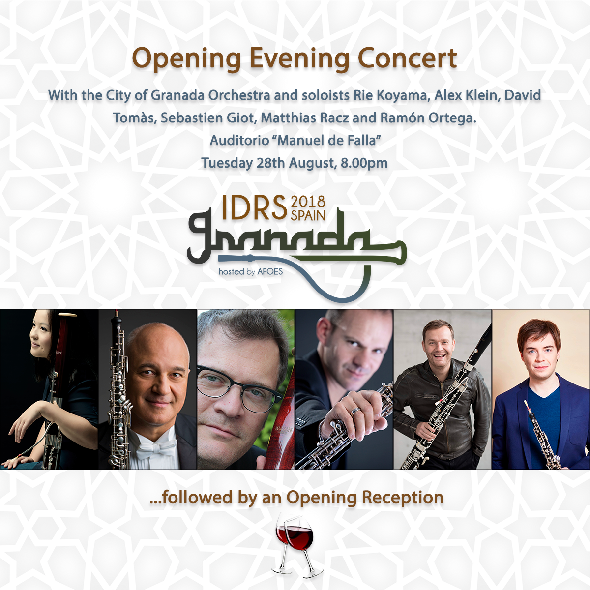idrs2018's tweet photo. Opening Evening Concert IDRS 2018
Auditorio "Manuel de Falla"
Tuesday 28th August, 8.00pm
...followed by an Opening Reception 🍷
#idrs2018 #idrs #ocg #oboe #bassoon #hautbois #fagot #afoes #granada #concert https://t.co/KR9SVAU8Ys