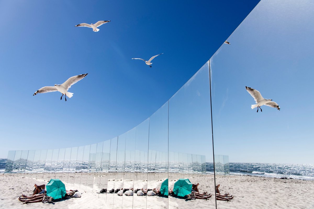 The Desert Island complete and being enjoyed by beachgoers and seagulls at Sculpture by the Sea, Cottesloe by Gjøde and Partnere Arkitekter from Aarhus in Denmark shot by David Dare Parker #justanotherdayinWA #sxscottesloe18