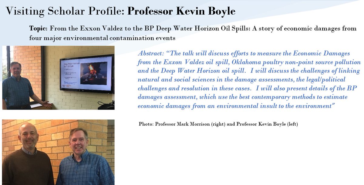 CSUSOMM's tweet photo. Yesterday, The School welcomed visiting scholar, Professor Kevin Boyle from Virgina Tech USA. Kevin presented on the topic ‘From the Exxon Valdez to the BP Deep Water Horizon Oil Spills: A story of economic damages from four major environmental contamination events’ https://t.co/8kLPiK5QVr