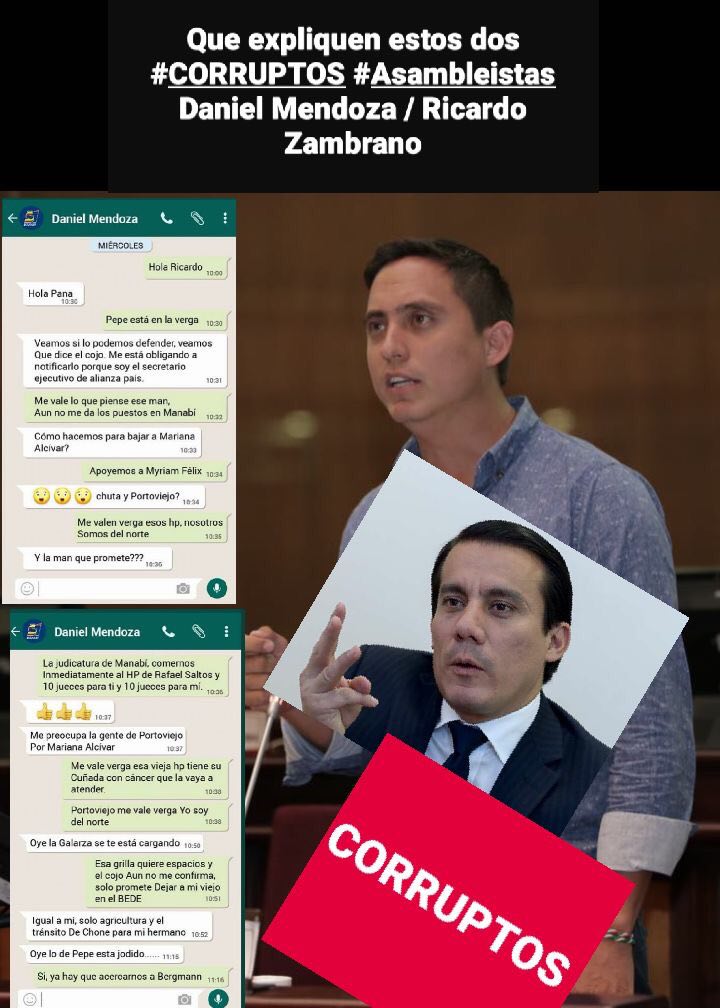josegabrielmun4's tweet photo. Ahora este par de corruptos @ricardozampais @DanielEsTuVoz salen con el cuento que es un montaje!!
ES LA REALIDAD, este par de ineptos tienen a toda su familia en las institiciones de Manabi, y en la conversacion se siguen repartiendo los puestos.. https://t.co/1rykLHmFwZ